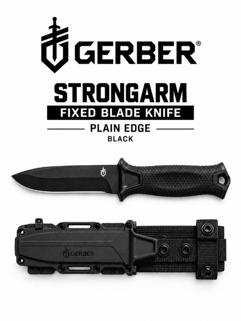 Gerber StrongArm Fixed Blade Knife Plain Edge - Coyote Black